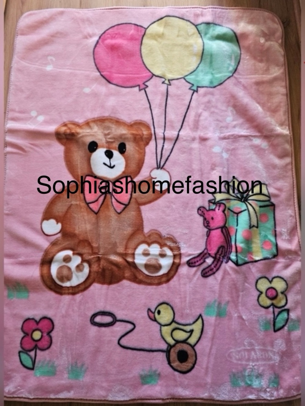 Pink Teddy Bear Baby Blanket with Balloons baby blanket brand new with gift box